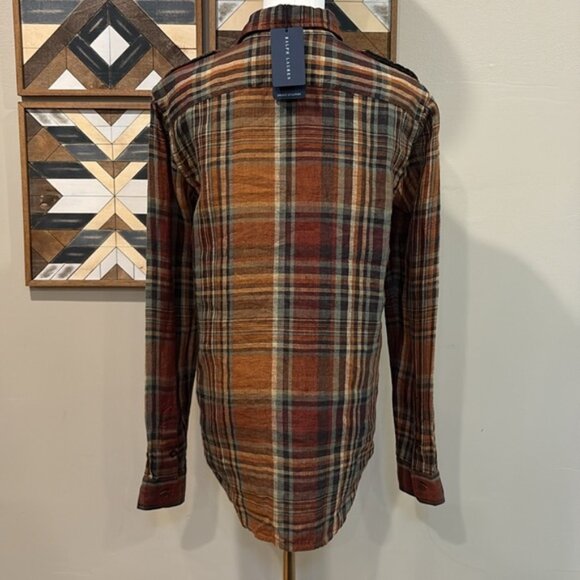 Ralph Lauren Vintage Women’s Desert Explorer Linen Plaid Button Down Shirt 6 NWT - Picture 14 of 16